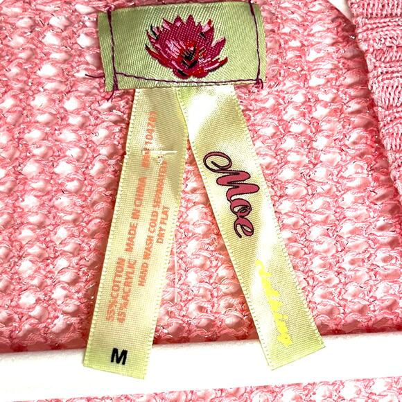 Girls Moe Clothing Pink Open Knitted Cardigan Sweater Medium - Picture 2 of 4
